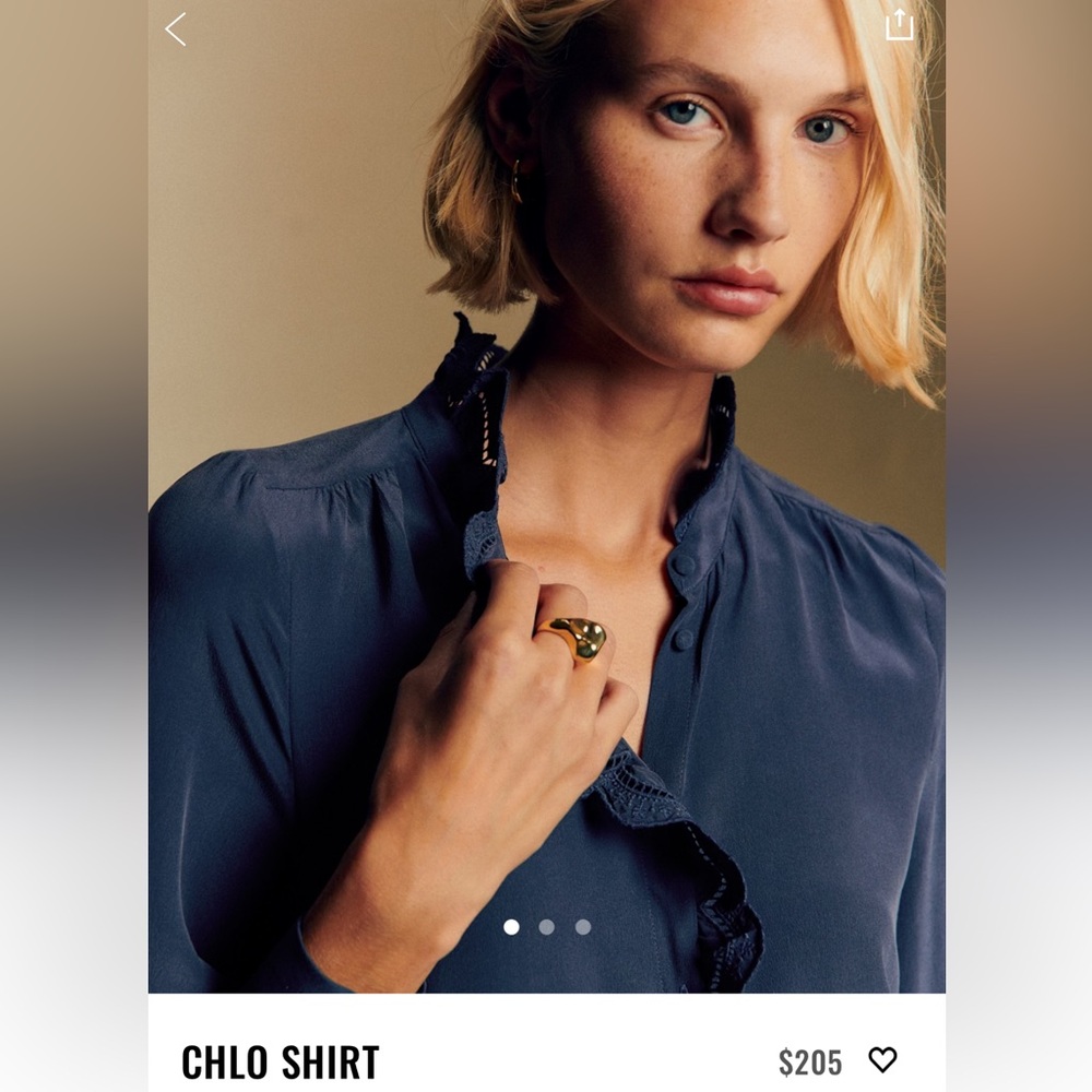 Sezane Chlo silk shirt, size 4(36) NWT